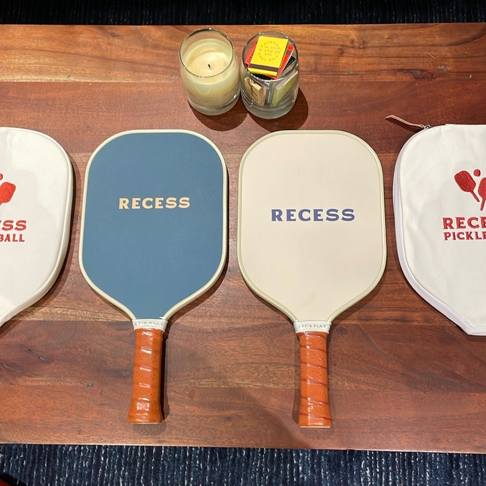 Set of Two (2) Recess Vista Pickleball Paddles - Blue & Cream Patterned